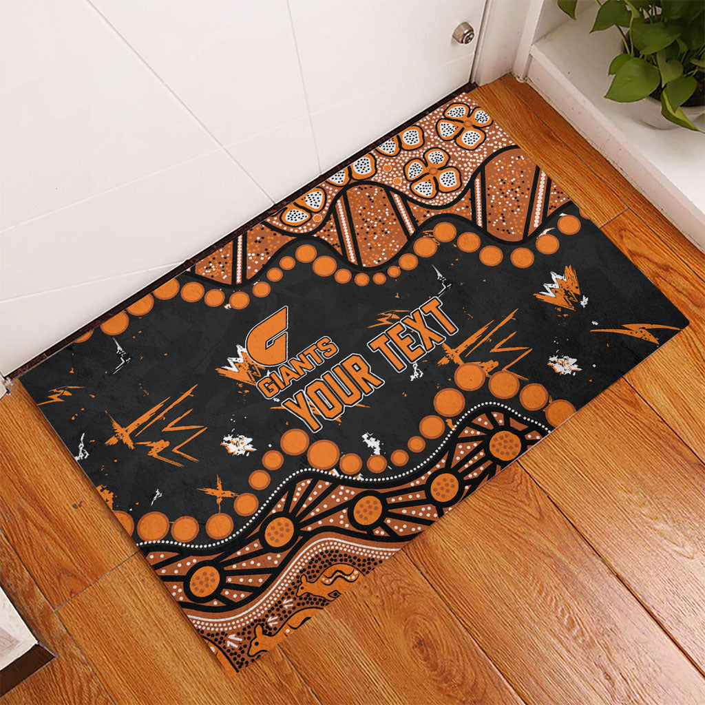 Personalized Greater Western Sydney Giants Rubber Doormat Aboriginal Pattern with Graffiti Style