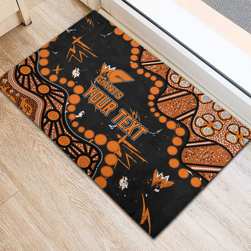 Personalized Greater Western Sydney Giants Rubber Doormat Aboriginal Pattern with Graffiti Style