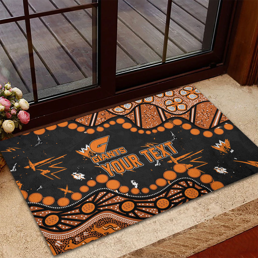 Personalized Greater Western Sydney Giants Rubber Doormat Aboriginal Pattern with Graffiti Style