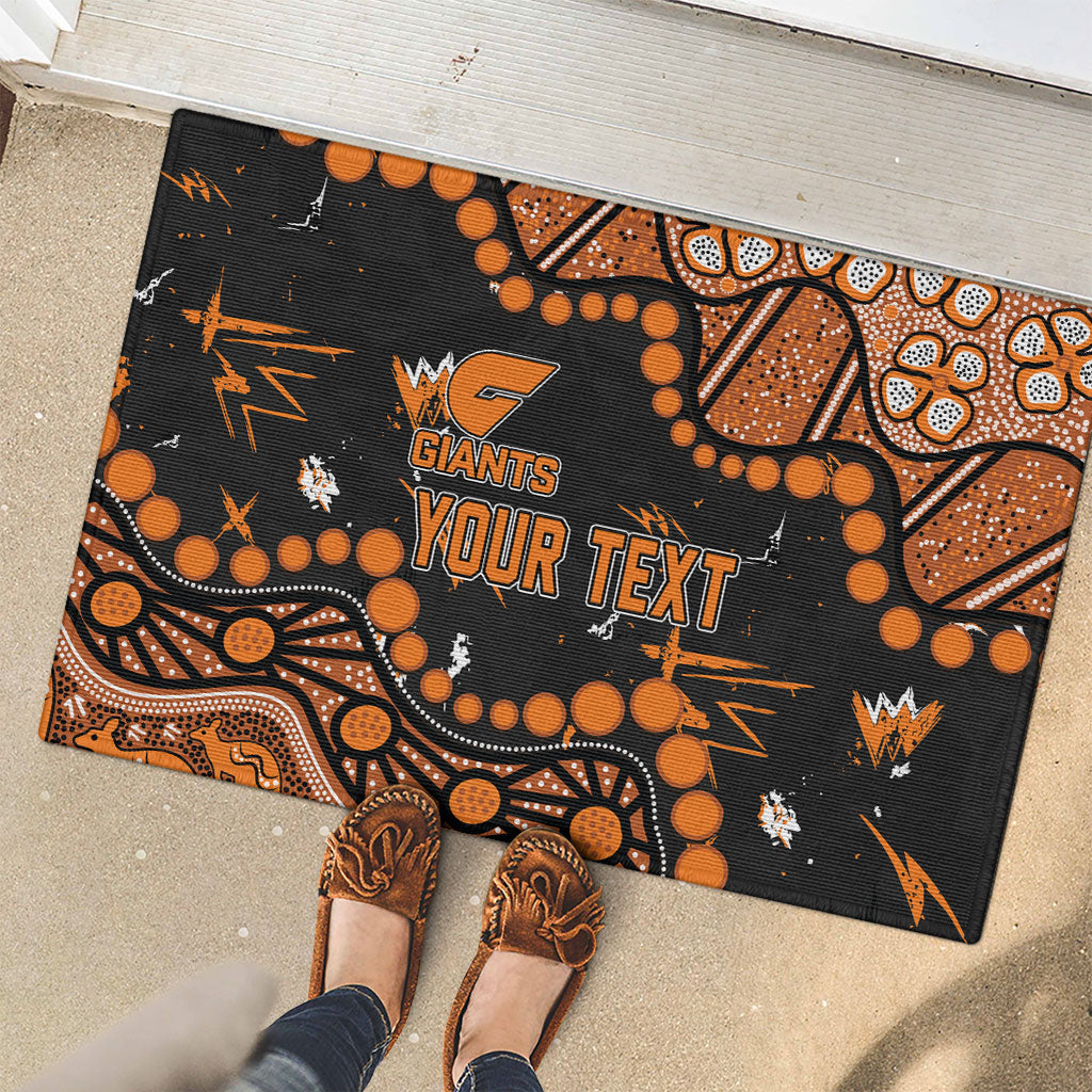 Personalized Greater Western Sydney Giants Rubber Doormat Aboriginal Pattern with Graffiti Style