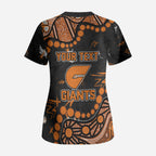 Personalized Greater Western Sydney Giants Scrub Top Aboriginal Pattern with Graffiti Style