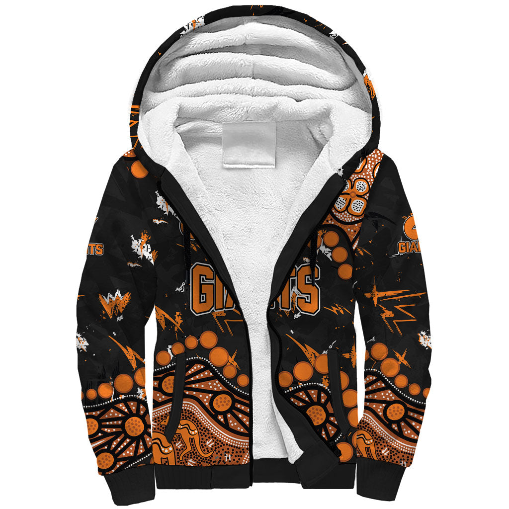 Personalized Greater Western Sydney Giants Sherpa Hoodie Aboriginal Pattern with Graffiti Style