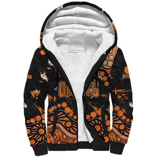 Personalized Greater Western Sydney Giants Sherpa Hoodie Aboriginal Pattern with Graffiti Style