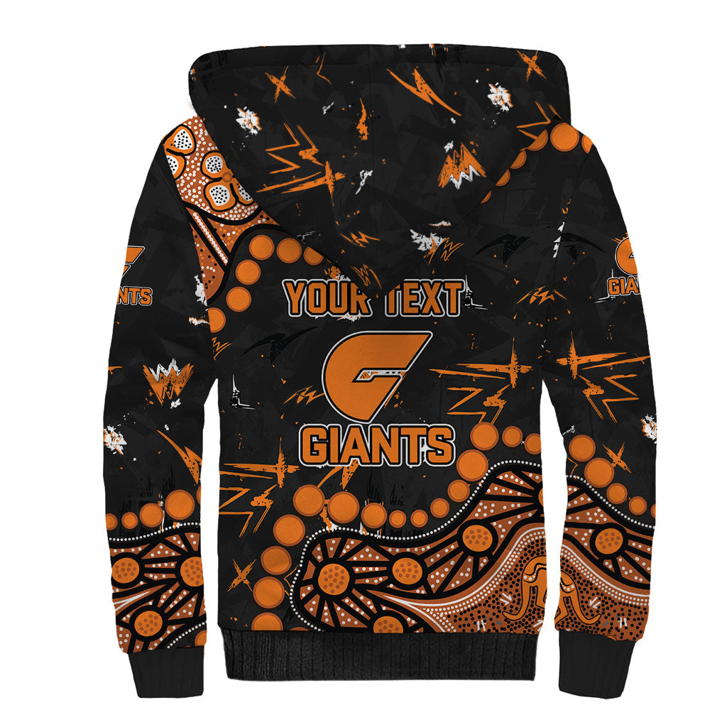 Personalized Greater Western Sydney Giants Sherpa Hoodie Aboriginal Pattern with Graffiti Style