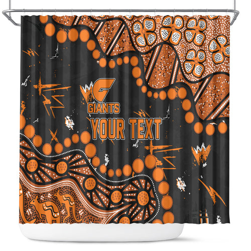 Personalized Greater Western Sydney Giants Shower Curtain Aboriginal Pattern with Graffiti Style