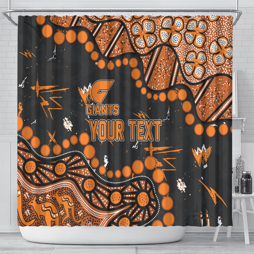 Personalized Greater Western Sydney Giants Shower Curtain Aboriginal Pattern with Graffiti Style
