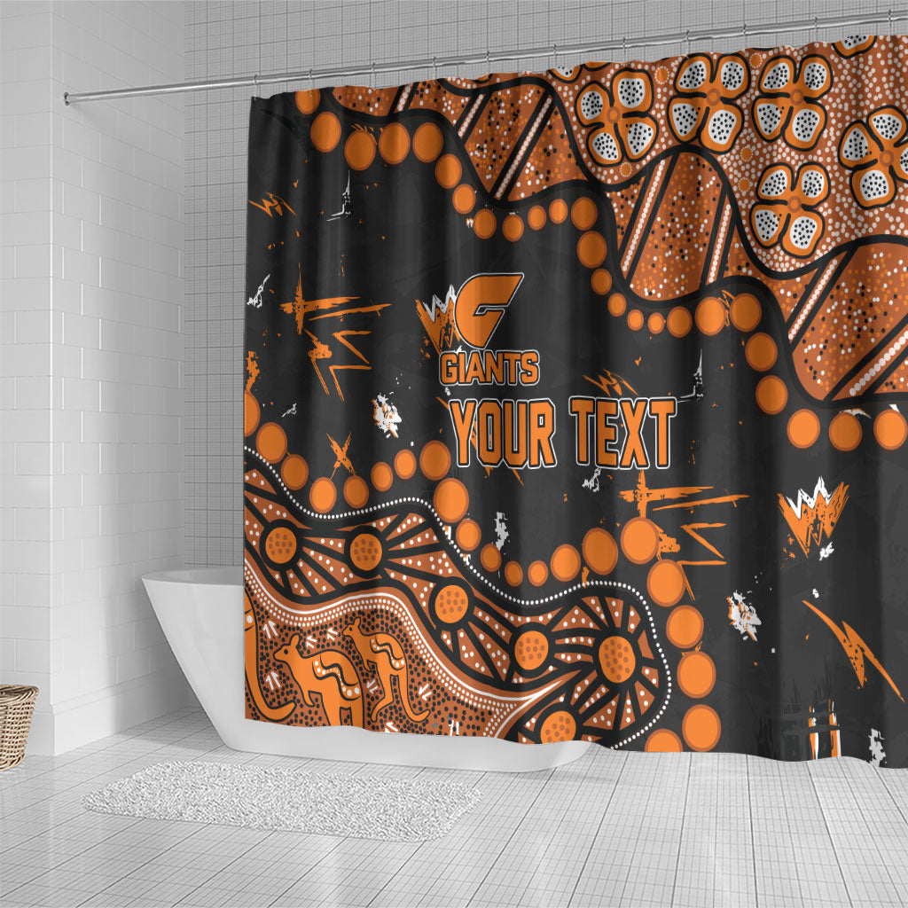 Personalized Greater Western Sydney Giants Shower Curtain Aboriginal Pattern with Graffiti Style