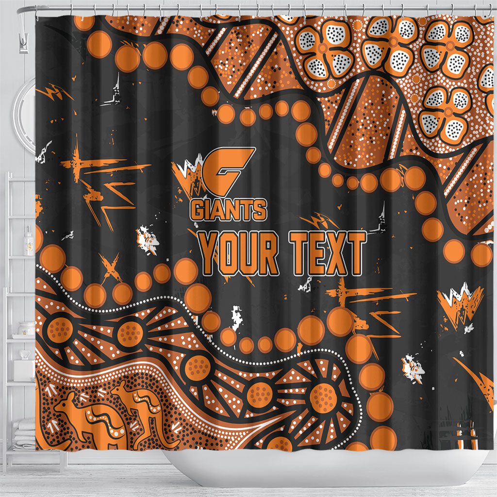 Personalized Greater Western Sydney Giants Shower Curtain Aboriginal Pattern with Graffiti Style