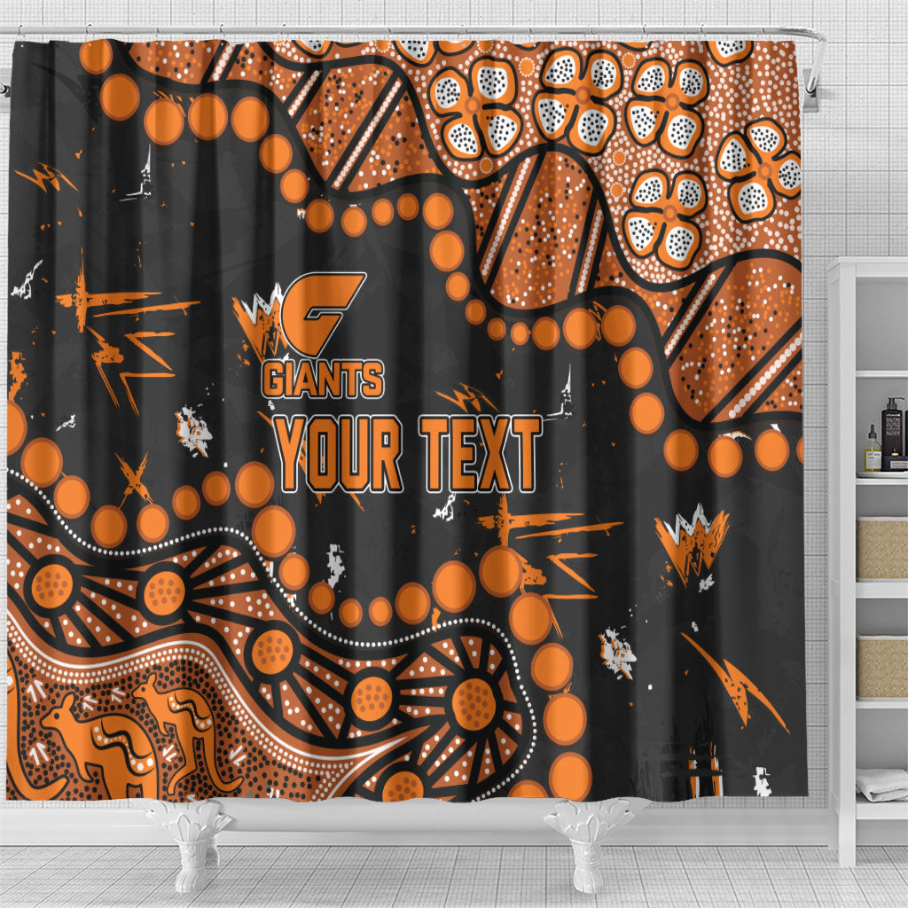 Personalized Greater Western Sydney Giants Shower Curtain Aboriginal Pattern with Graffiti Style