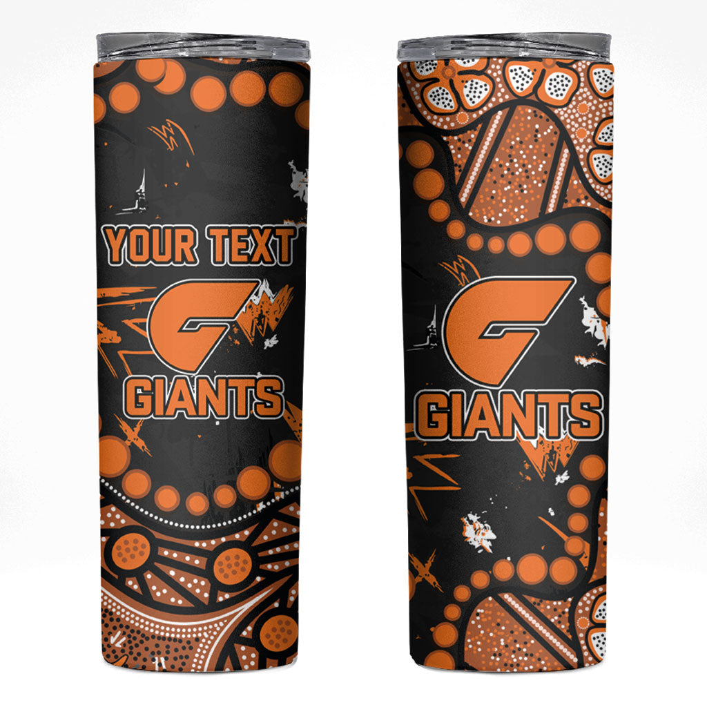 Personalized Greater Western Sydney Giants Skinny Tumbler Aboriginal Pattern with Graffiti Style