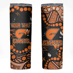 Personalized Greater Western Sydney Giants Skinny Tumbler Aboriginal Pattern with Graffiti Style