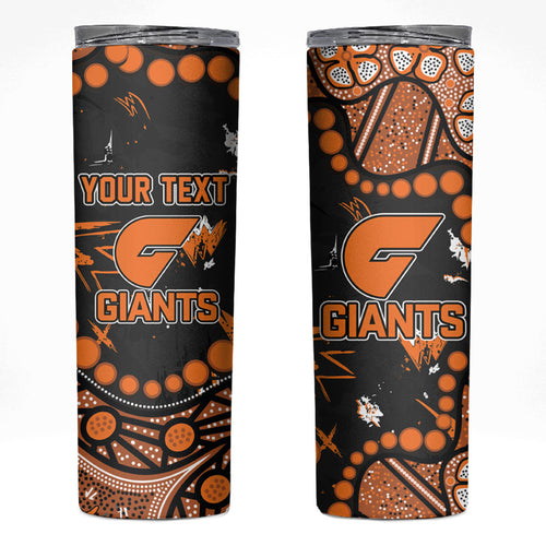 Personalized Greater Western Sydney Giants Skinny Tumbler Aboriginal Pattern with Graffiti Style
