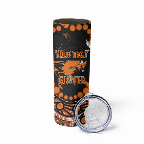 Personalized Greater Western Sydney Giants Skinny Tumbler Aboriginal Pattern with Graffiti Style