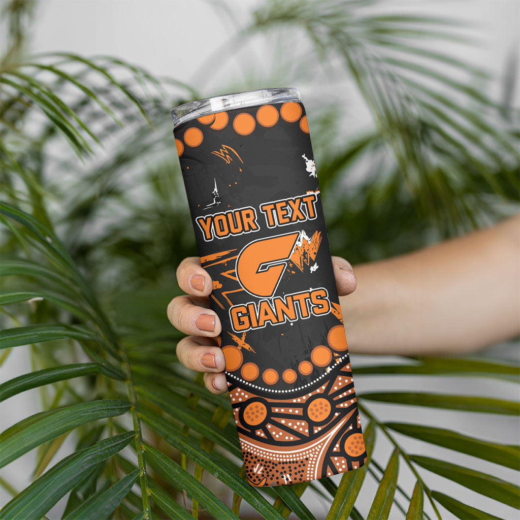 Personalized Greater Western Sydney Giants Skinny Tumbler Aboriginal Pattern with Graffiti Style