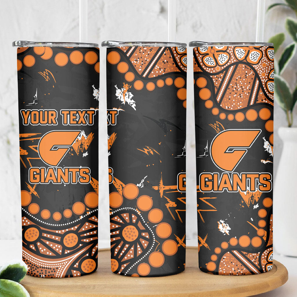 Personalized Greater Western Sydney Giants Skinny Tumbler Aboriginal Pattern with Graffiti Style