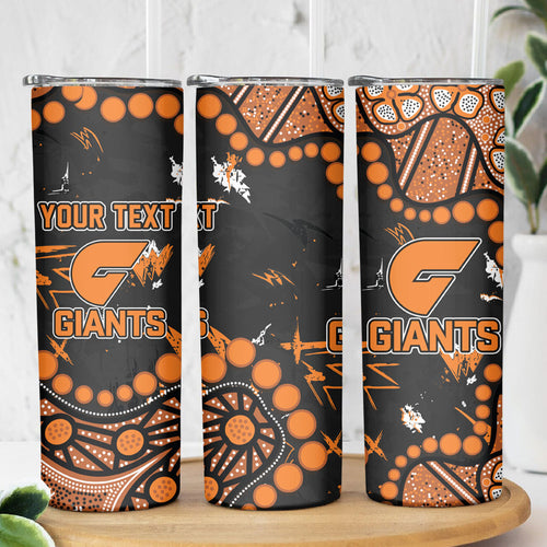 Personalized Greater Western Sydney Giants Skinny Tumbler Aboriginal Pattern with Graffiti Style