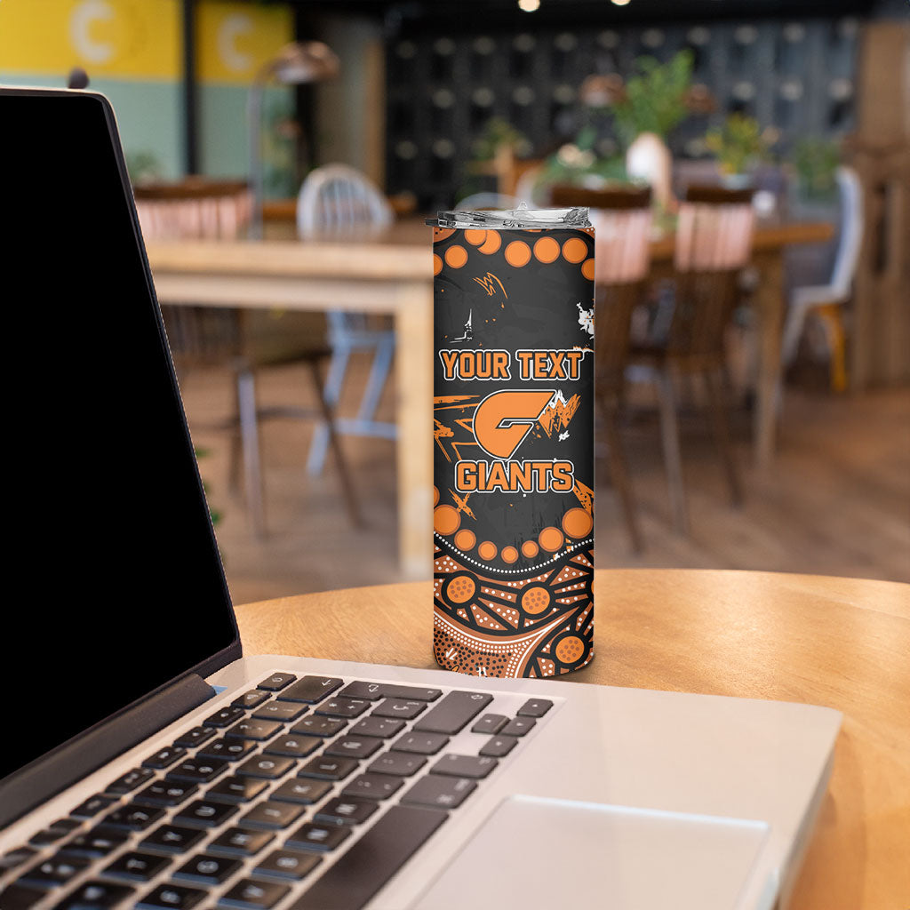 Personalized Greater Western Sydney Giants Skinny Tumbler Aboriginal Pattern with Graffiti Style