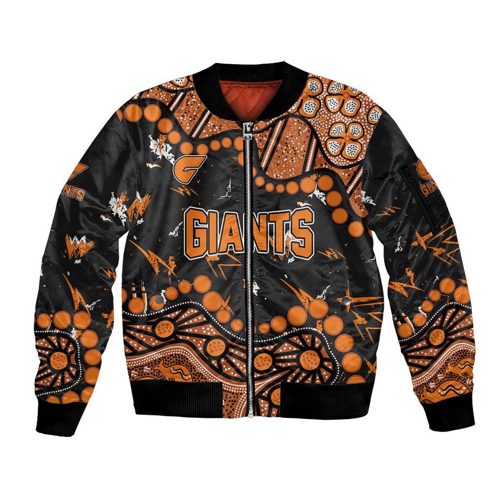 Personalized Greater Western Sydney Giants Sleeve Zip Bomber Jacket Aboriginal Pattern with Graffiti Style