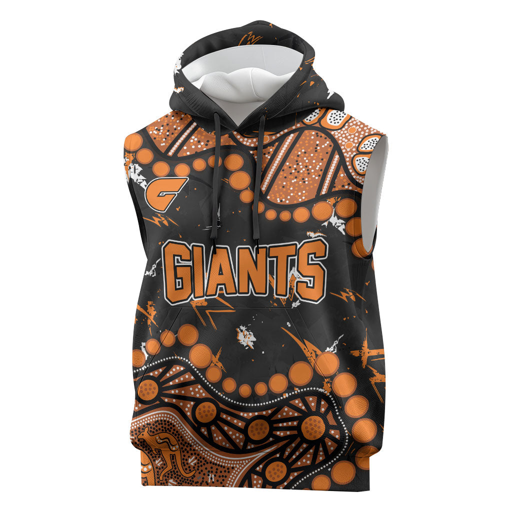 Personalized Greater Western Sydney Giants Sleeveless Hoodie Aboriginal Pattern with Graffiti Style
