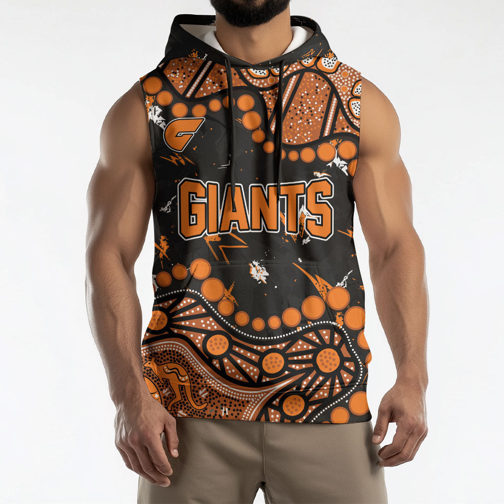 Personalized Greater Western Sydney Giants Sleeveless Hoodie Aboriginal Pattern with Graffiti Style