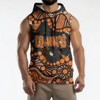 Personalized Greater Western Sydney Giants Sleeveless Hoodie Aboriginal Pattern with Graffiti Style