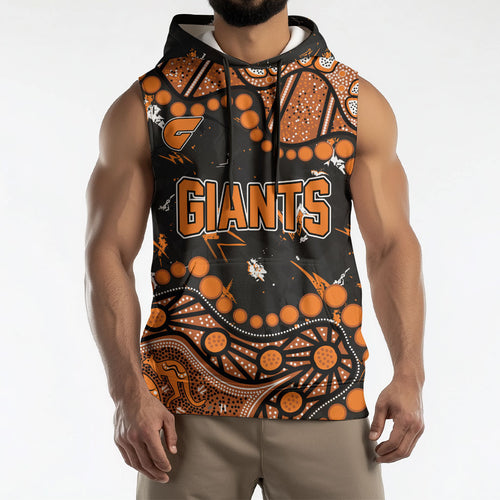 Personalized Greater Western Sydney Giants Sleeveless Hoodie Aboriginal Pattern with Graffiti Style