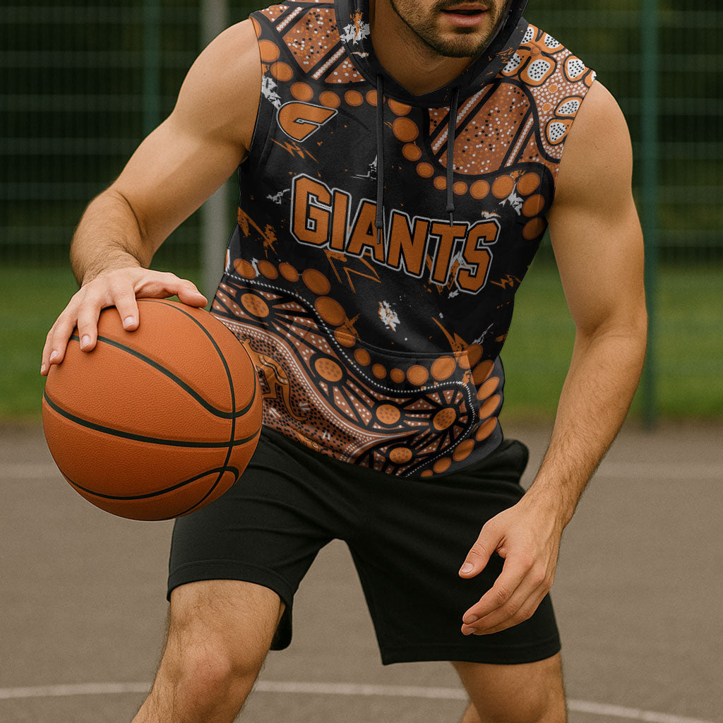 Personalized Greater Western Sydney Giants Sleeveless Hoodie Aboriginal Pattern with Graffiti Style