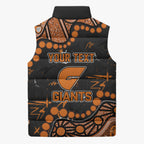 Personalized Greater Western Sydney Giants Sleeveless Puffer Jacket Aboriginal Pattern with Graffiti Style