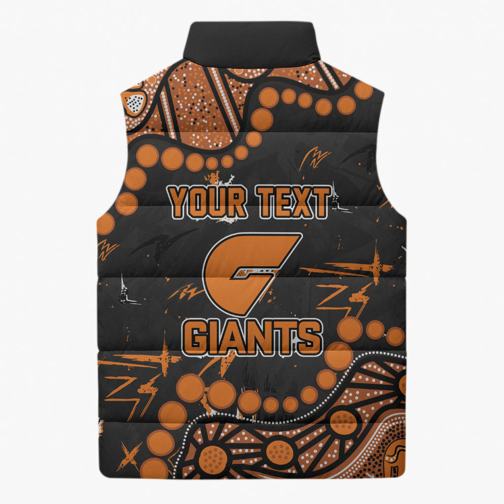 Personalized Greater Western Sydney Giants Sleeveless Puffer Jacket Aboriginal Pattern with Graffiti Style