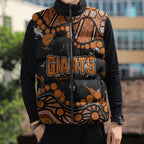 Personalized Greater Western Sydney Giants Sleeveless Puffer Jacket Aboriginal Pattern with Graffiti Style
