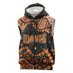 Personalized Greater Western Sydney Giants Sleeveless Zip Hoodie Aboriginal Pattern with Graffiti Style
