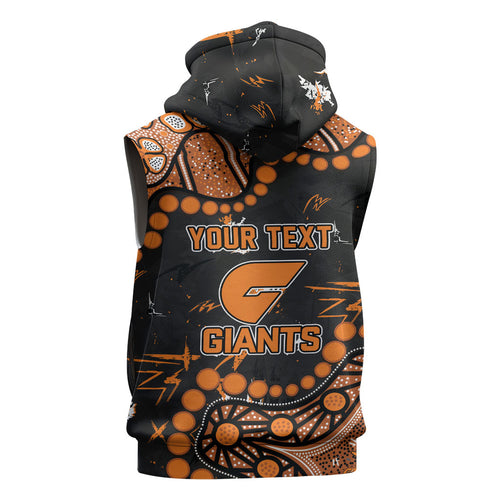 Personalized Greater Western Sydney Giants Sleeveless Zip Hoodie Aboriginal Pattern with Graffiti Style