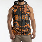 Personalized Greater Western Sydney Giants Sleeveless Zip Hoodie Aboriginal Pattern with Graffiti Style