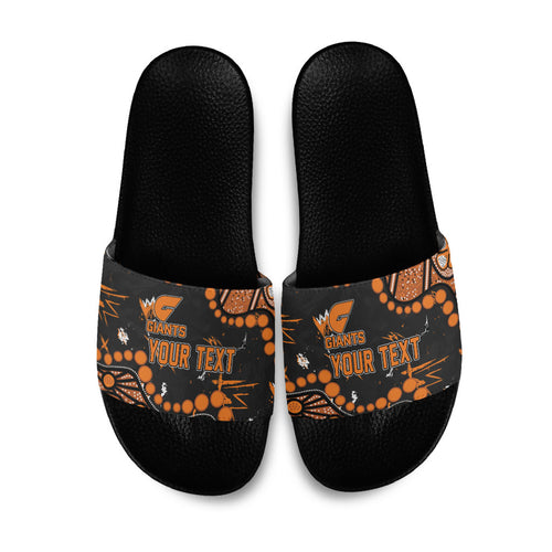 Personalized Greater Western Sydney Giants Slide Sandals Aboriginal Pattern with Graffiti Style