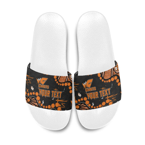 Personalized Greater Western Sydney Giants Slide Sandals Aboriginal Pattern with Graffiti Style