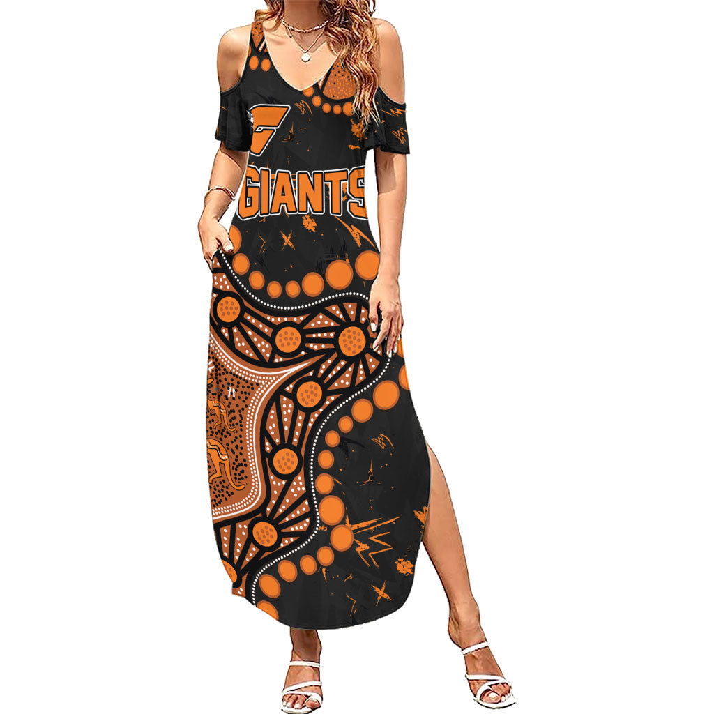 Personalized Greater Western Sydney Giants Summer Maxi Dress Aboriginal Pattern with Graffiti Style