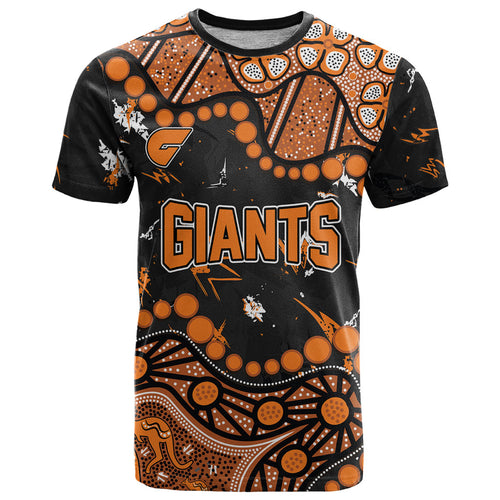 Personalized Greater Western Sydney Giants T Shirt Aboriginal Pattern with Graffiti Style