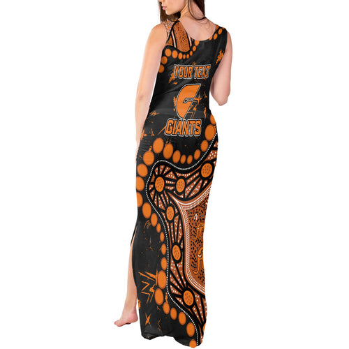 Personalized Greater Western Sydney Giants Tank Maxi Dress Aboriginal Pattern with Graffiti Style