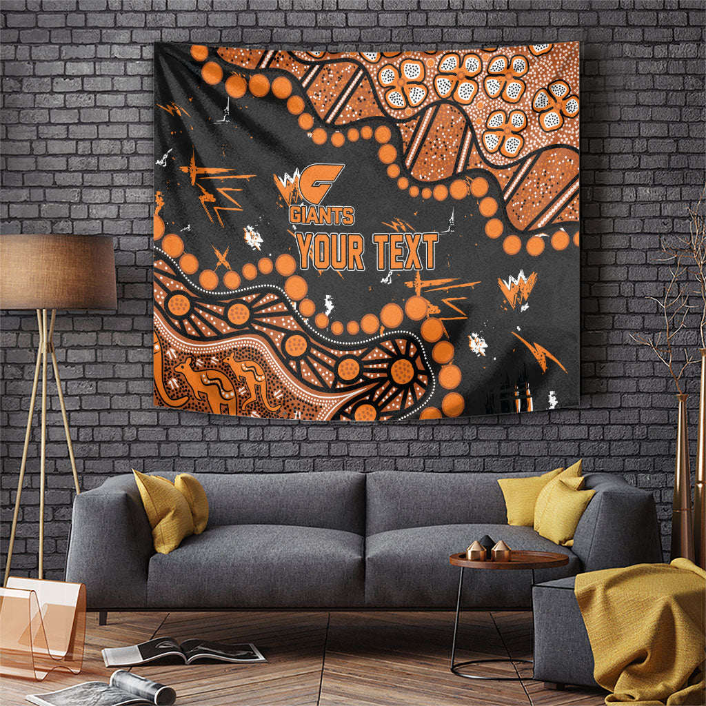 Personalized Greater Western Sydney Giants Tapestry Aboriginal Pattern with Graffiti Style