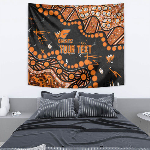 Personalized Greater Western Sydney Giants Tapestry Aboriginal Pattern with Graffiti Style