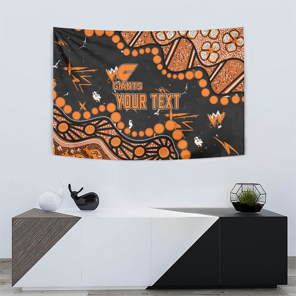 Personalized Greater Western Sydney Giants Tapestry Aboriginal Pattern with Graffiti Style