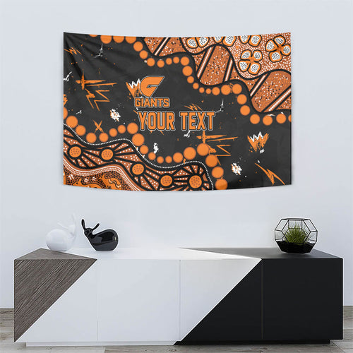 Personalized Greater Western Sydney Giants Tapestry Aboriginal Pattern with Graffiti Style