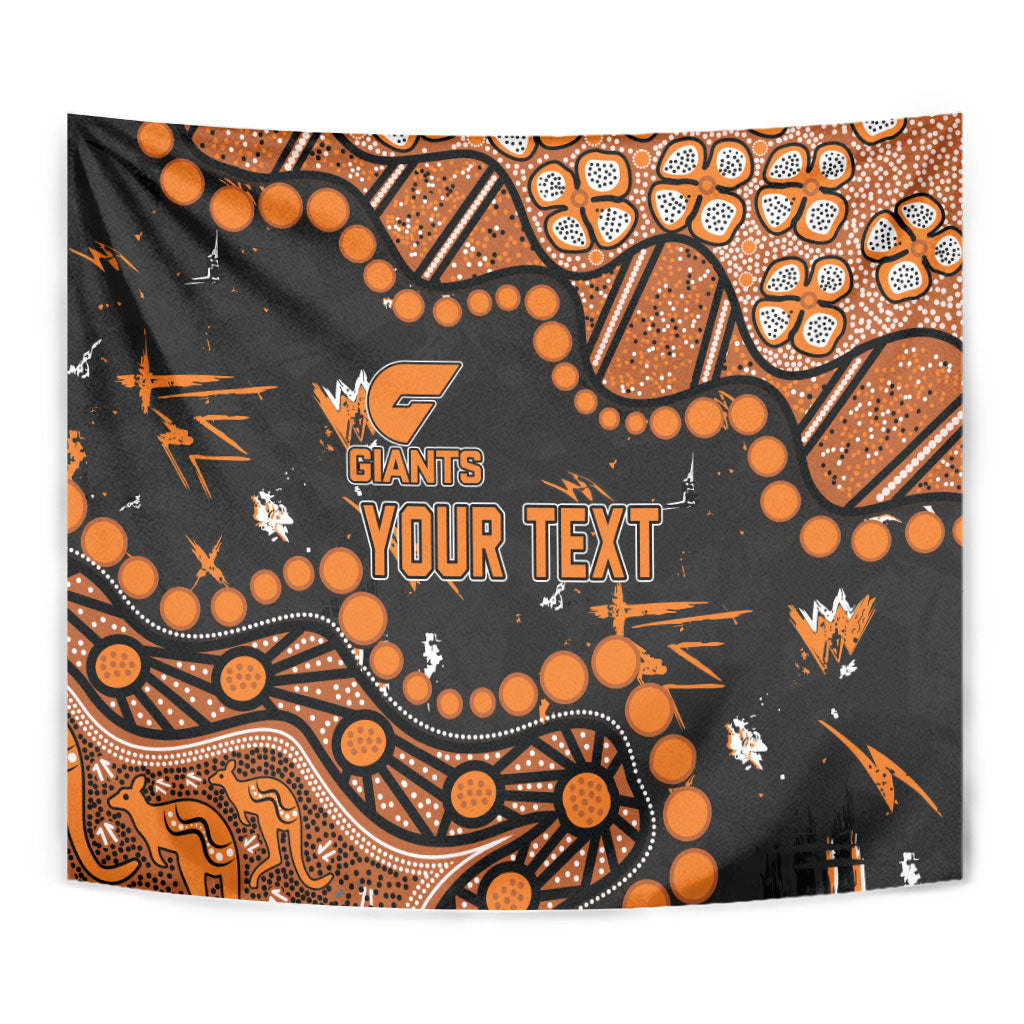 Personalized Greater Western Sydney Giants Tapestry Aboriginal Pattern with Graffiti Style