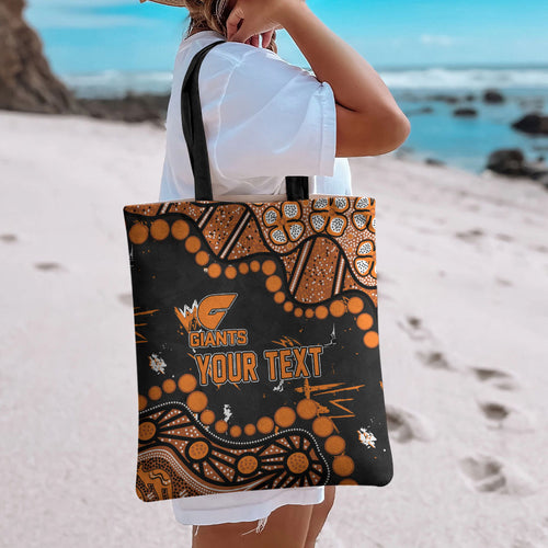Personalized Greater Western Sydney Giants Tote Bag Aboriginal Pattern with Graffiti Style