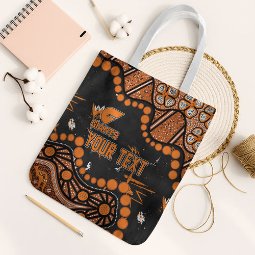 Personalized Greater Western Sydney Giants Tote Bag Aboriginal Pattern with Graffiti Style