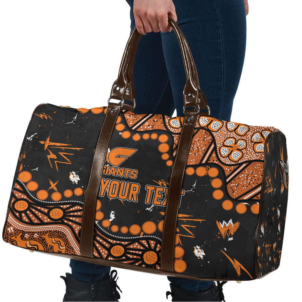 Personalized Greater Western Sydney Giants Travel Bag Aboriginal Pattern with Graffiti Style
