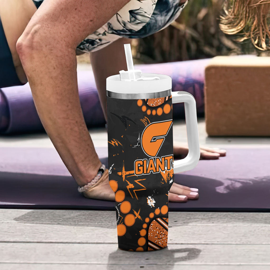 Personalized Greater Western Sydney Giants Tumbler With Handle Aboriginal Pattern with Graffiti Style