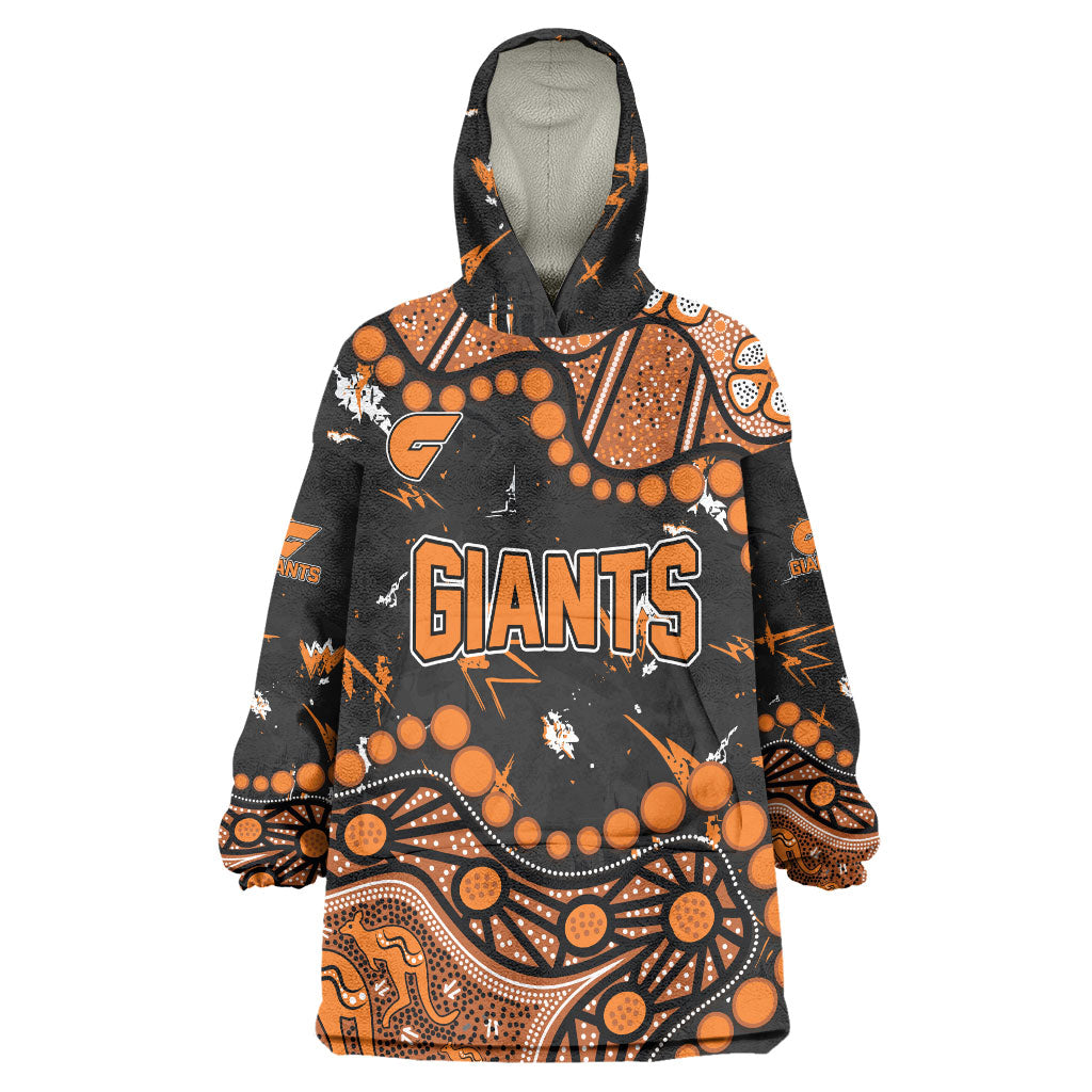 Personalized Greater Western Sydney Giants Wearable Blanket Hoodie Aboriginal Pattern with Graffiti Style