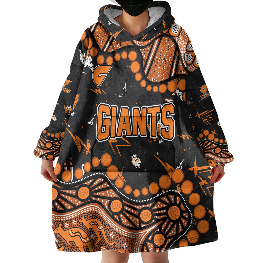 Personalized Greater Western Sydney Giants Wearable Blanket Hoodie Aboriginal Pattern with Graffiti Style