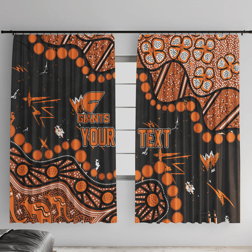 Personalized Greater Western Sydney Giants Window Curtain Aboriginal Pattern with Graffiti Style